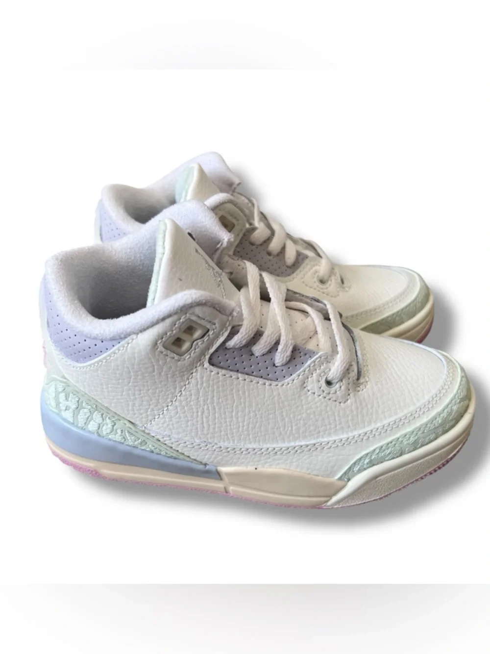 Jordan Kids Retro 3 OG (PS) color SAIL/AURA-JADE AURA Size: 11c - Picture 4 of 10
